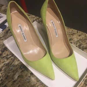 Manolo Blahnik neon green pumps